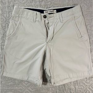 TRUE CRAFT 7” stretch twill shorts bone size 32